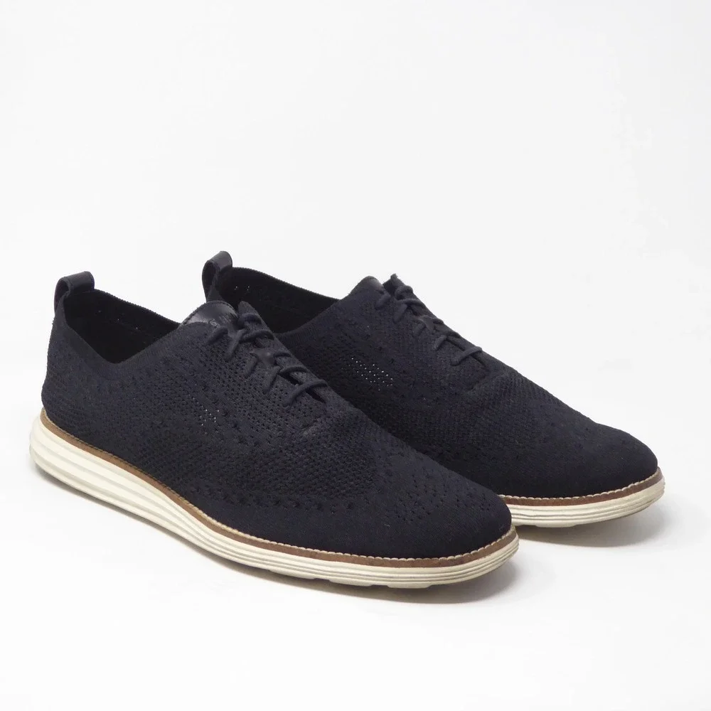 Cole Haan Mens OriginalGrand Stitchlite Oxford Black Knit Wingtip Size 12M